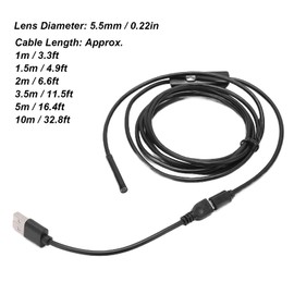 AN97-5.5 Endoscopio HD Cámara de Endoscopio Industrial Puerto USB con Lente de 5.5mm IP67 70° Ángulo de Visión del Sensor de 1/9 de Pulgada para Reacondicionamiento Industrial (1M)