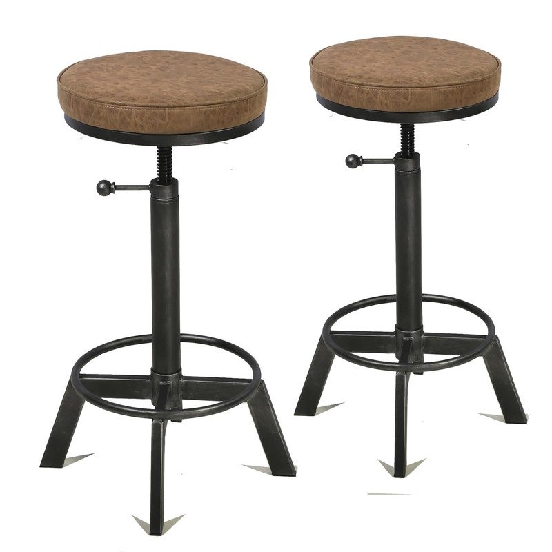 Diwhy Industrial Vintage Bar Stool, PU Seat Counter Stool, Height