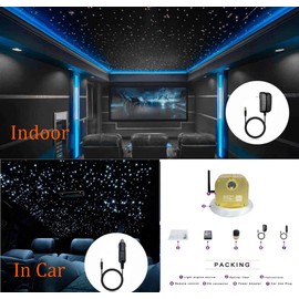 AZIMOM Bluetooth/APP Control 16W Twinkle Fiber Optic Lights Star Ceiling Lighting Kits 550pcs*0.03in13.1ft Fiber Strands RGBW Music Sound Control Light Engine Home Indoor Car Interior Decor