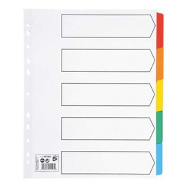 5 Star Maxi Index Extra-wide 230 micron Card with Coloured Mylar Tabs 5-Part A4 White