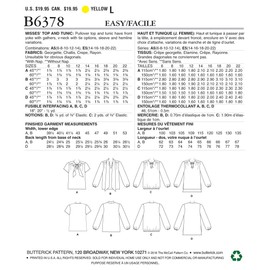 Butterick Patterns 6378 A5,Misses Top and Tunic,Sizes 6-14, Tissue, Multicoloured, 17 x 0.5 x 22 cm