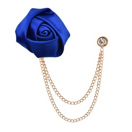Blue Flower Lapel Pin Rose Brooch Pin for Men Fashion Bridegroom Wedding Brooches Tassel Chain Brooch Collar Pins Suit Accessories for Men Birthday Prom Party Rose Flower Brooch Pins