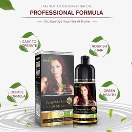 Herbishh Burgundy 3 in 1 Hair Dye Shampoo 16.9 Fl Oz and Hair Dye Stain Protection for Ears 100 pcs Combo, Champu Para Canas Mujer - Color Shampoo for Gray Hair & Waterproof Plastic Ear Shower Caps