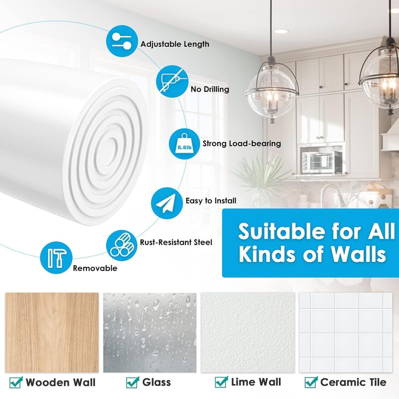 Ailoocedi Spring Tension Curtain Rods,Adjustable Extendable Tension Rod Closet Window