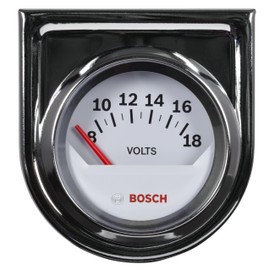 Bosch SP0F000043 Style Line 2" Electrical Voltmeter Gauge (White Dial Face, Chrome Bezel)
