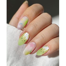 JMEOWIO Gel Nail Stickers Cute Star Heart Flower Semi Cured Gel Nail Strips Wraps UV/LED Nails Art Design Decoration Accessories