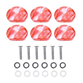 6 PCS Tuner Buttons Guitar Machine Head Semicircle Tuning Peg Knobs Replacement with Ferrule and Screw(Oval crimson stone pattern)
