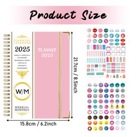 2025 Planner, 2025 Weekly Monthly Planner with Tabs, Jan. 2025-Dec. 2025 Academic Daily Planner with Hardcover Double Wire Spiral Bound Thick Paper Hardcover Planner 6.2 x 8.5 Inch