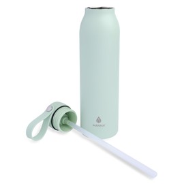 Manna Bonnie Modern Flip Insulated Stainless Steel Bottle with Straw Lid and Carrying Loop - 20 Oz - Mint Frost