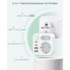 OUFUYU Multiple Socket 6 in 1 with USB, Double Plug