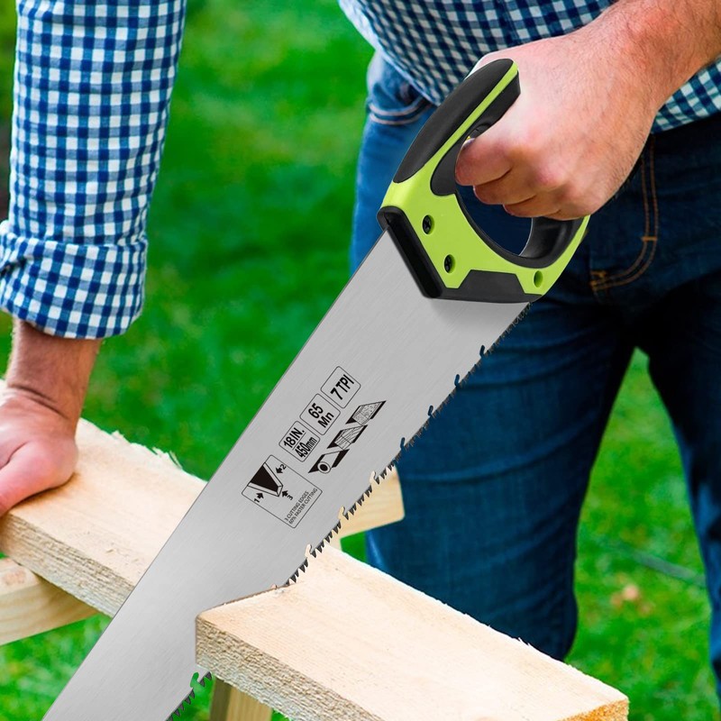 18 Inch Wood Hand Saw, 7 TPI Universal Handsaw Non-slip