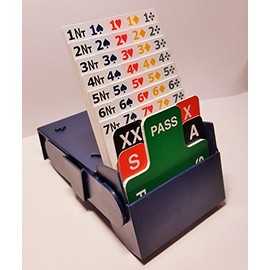 SuperBridgeBox - set of 4 with 100% plastic biddingcards (Blue) - designed for both left AND right handed players.