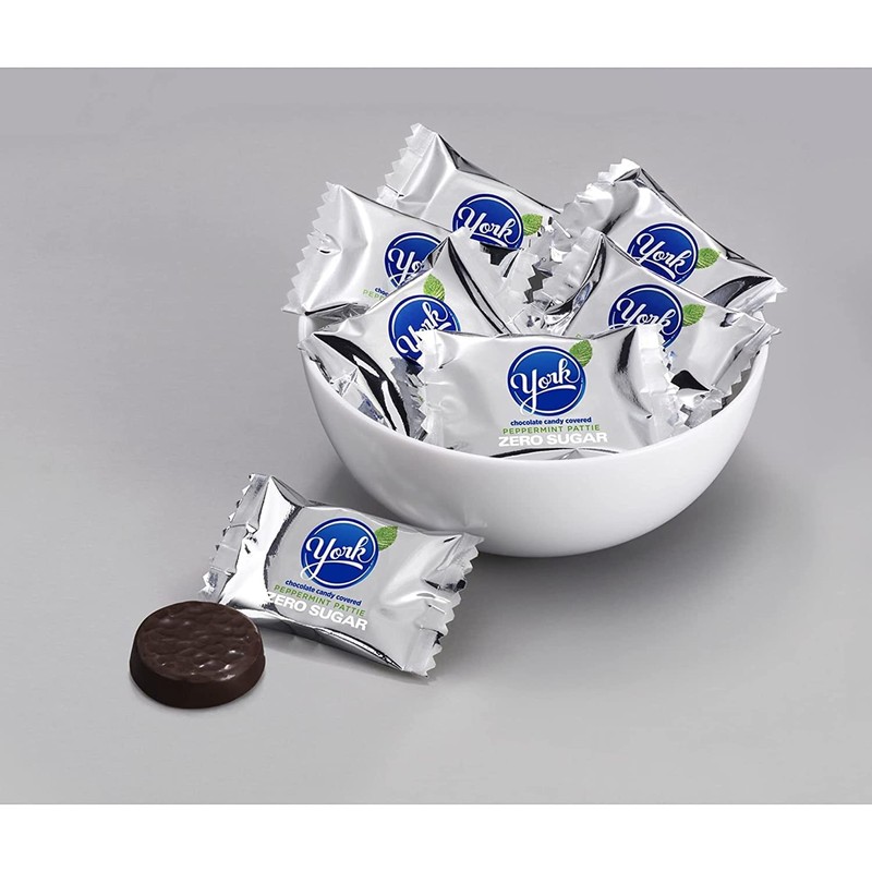 YORK Zero Sugar Chocolate Peppermint Patties Candy, Individually Wrapped, Aspartame