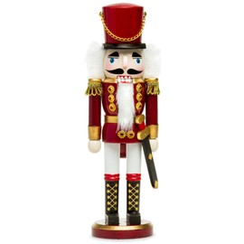 SIKORA NK-I Decorative Wooden Nutcracker Figurine, Various Designs, 3 Sizes, Size: Height Approx. 28 cm, Colour/Model: Soldier Red / White