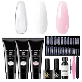 Gel Nail Extensions Kit - 3 Colors Gel Nail Kit,Long Lasting Professional Builder Set Accessories Art Sculpting for Home Beginners Women Girl