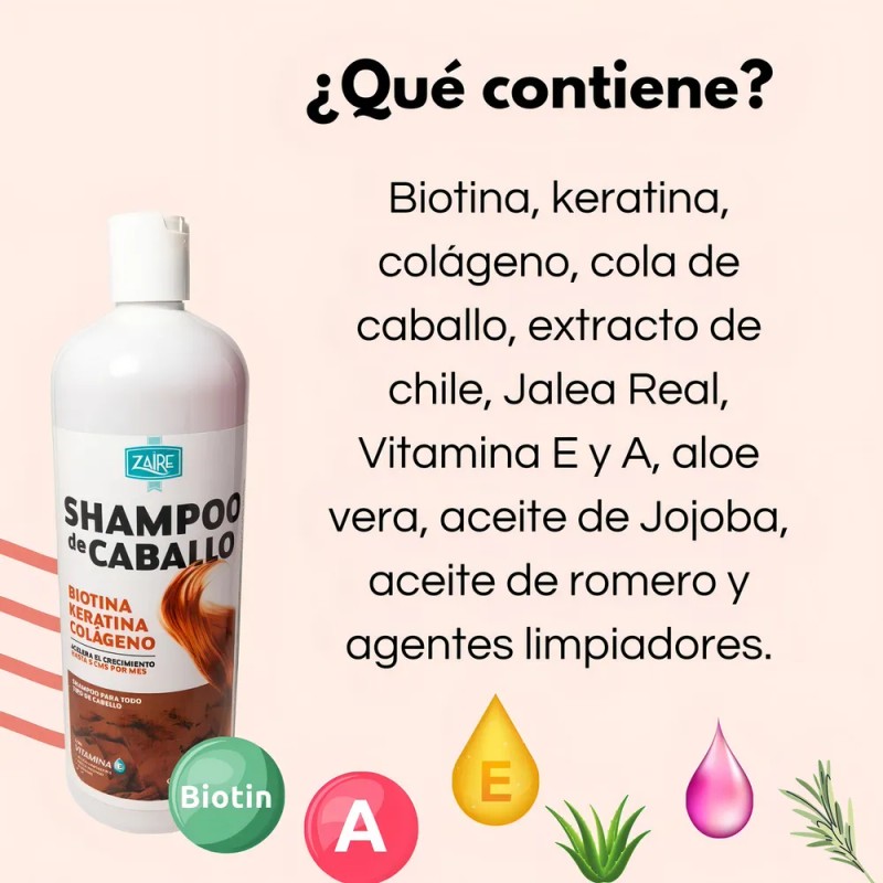 Shampoo Zaire Anticaída y para Crecimiento con Biotina, Keratina y