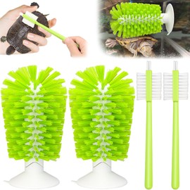 FOWSRHRG 4 Pack Turtle Brush with Suction Cup for Tank, Turtle Shell Cleaning Brush, Turtle Scrub Brush Tortoise Supplies, Scratches Back Brush Remove Tortoise Back Mud, Turtle Tank Accessories