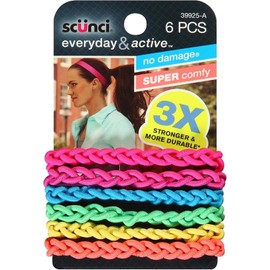 Scunci Everyday and Active Strand Elastics | Assorted Colors | 6-Pcs per Pack | 1-Pack