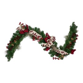 Northlight Bows and Berries Artificial Christmas Garland-Unlit, 6' x 12", Green