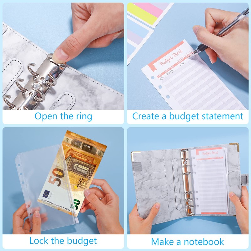 Binder Budget Notebook A6, 30 Pieces, 6 Holes Budget Binder