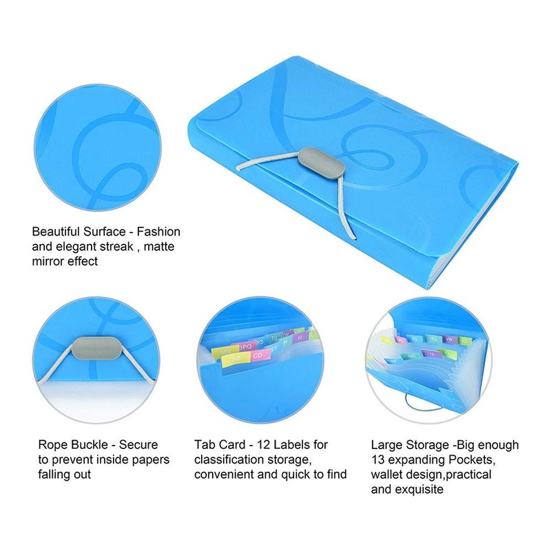 A6 13 Pockets Mini Expanding File Folder Accordion File Folder