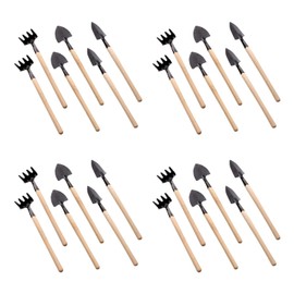 Garneck 8 Sets Mini Gardening Tools with Metal Rake Trowel and Shovel - Succulent Potting Planting Kit for Indoor - Small Gardening Tools for Cultivating Weeding Transplanting