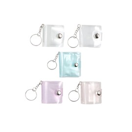 1 Inch Mini Small Photo Album, 5 Pack Photo Storage Book with Keychain Mini Photo Album Keychain for Picture Photo Card Holder, 16 Pockets