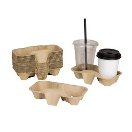 Karat C5001 Molded Fiber 2 Cup Holder for 8oz to 24 oz Cups (Pack of 600)