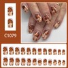 Fall Press on Nails Square False Nails Glitter Brown Fake