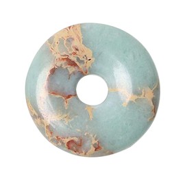 Supvox Doughnut Pendant Stone Gemstone Dyed Sea Sediment Jasper Reiki Healing Chakra Donut Pendant Bead DIY Jewellery Accressory Necklace Kit (Jade)