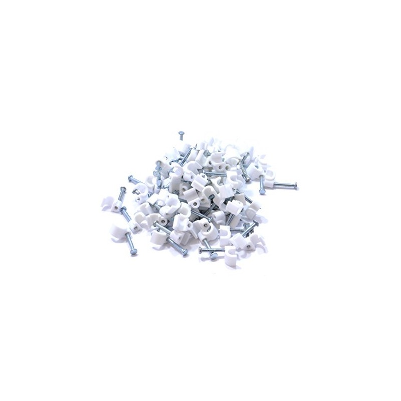 kenable Round White 3.5mm Cable Clips Secure Fastenings Cables [100