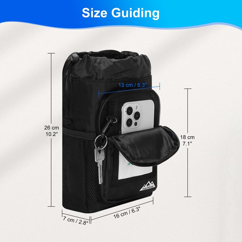 supregear Crutch Accessories Bag, Water-Resistant Storage Pouch with Cup Holder