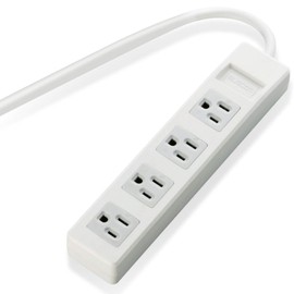 Elecom T-T02-3450WH/RS Power Strip 3-Pin 4-Outlet Swing Plug with Magnet, 16.4 ft (5 m), Gray