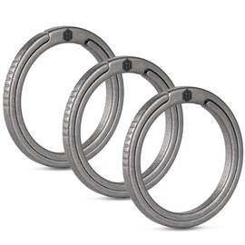 KeyUnity KA08 Titanium Key Ring Set, 3-Piece Key Ring, 33 mm Split Ring with Side Print, Easy Access to Keys, Carabiners, Torches, ID Tag (3L)