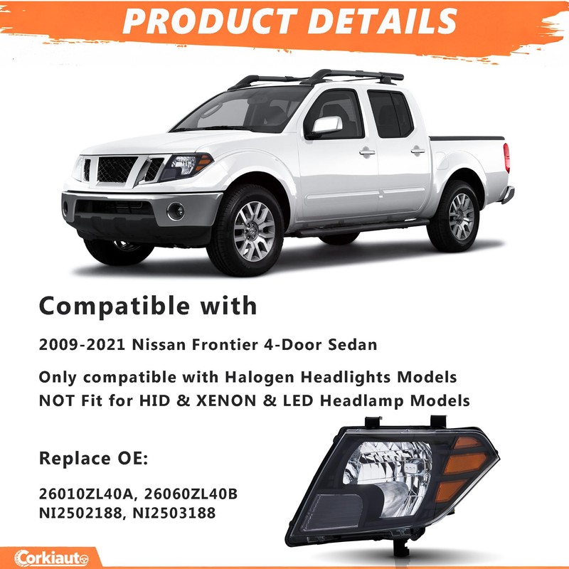 Headlights Assembly Compatible with 2009-2021 Nissan Frontier S SL SV