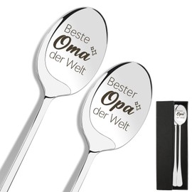 Grandpa Gift, Grandma Gift Christmas, Gifts for Grandpa for Birthday, Grandma Gifts for Grandma and Grandpa, Mother's Day Gift, Father's Day Gifts, Pack of 2 Engraved Coffee Spoons