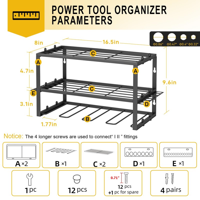 Spacecare Power Tool Organizer- Power Drill Tool Holder- Heavy Duty