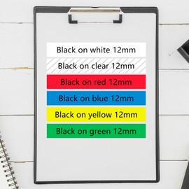 6x Label Tape TZe 12 mm Compatible with Brother P Touch TZ Tape 0.47 Tapes