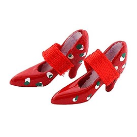MyTinyWorld Dolls House Miniature Red Polker Dot Shoes With Strap