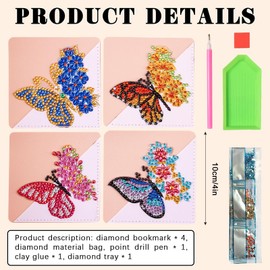 Diamond Painting Bookmarks Adult Crafts 5D DIY Butterfly Diamond Art Bookmark Set for Adults Women Girls Kids Gifts
