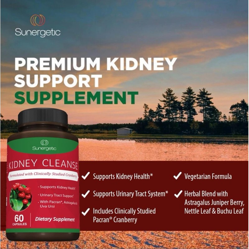 Kidney Cleanse Supplement-Kidney Support Formula With Cranberry - 60 Capsules