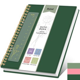 PYNEX Notizbuch A5 Liniert, Notizblock Spiralbindung, Tagebuch 80 Blatt / 160 Seiten Zum Schreiben, 100 G/m² College-liniertes Papier, 14.5 x 21cm - Dunkelgrün