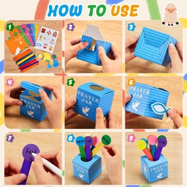 Motipuns 36 Set Sunday School Prayer Box Craft Kits, 2026 DIY Religious Prayer Jar with Wooden Stick, DIY Family Handmade Paper Box for Home Church Christian Jesus Back to School Activities