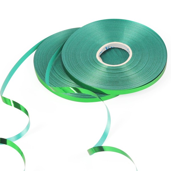 50m x 2 Rolls Shiny Green Ribbon for Balloons Curling