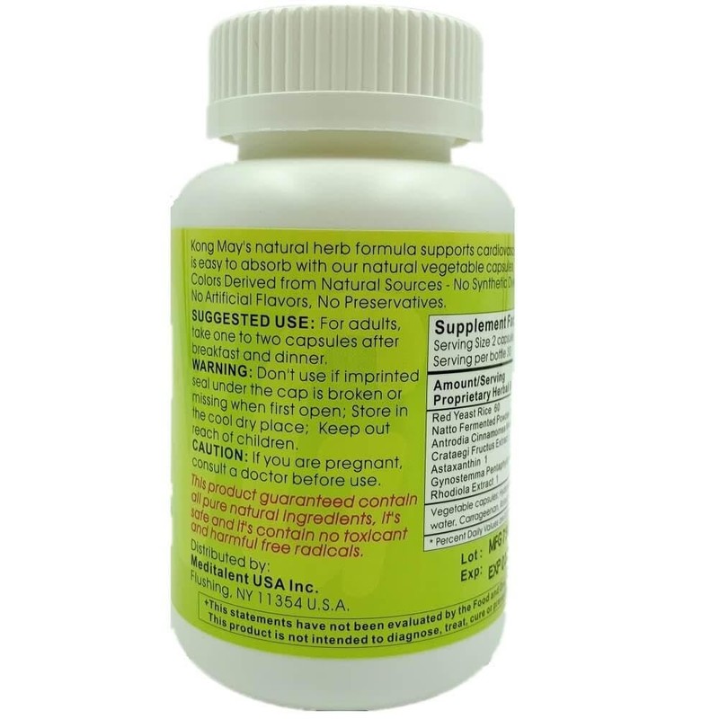 Kong May Herbal Supplement with Red Yeast Rice, Natto Fermented