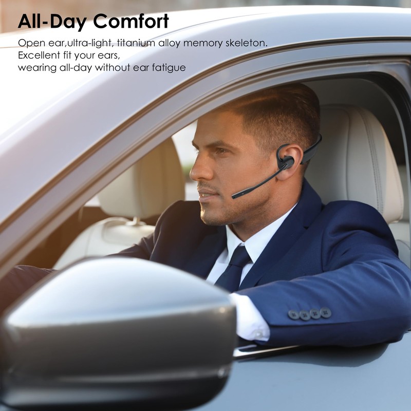 Gixxted Open Ear Headphones with Mic, Bluetooth Headset with Microphone,