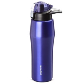 Cupture Action Water Bottle Flip Top with Handle - 22oz Stainless Steel Vacuum-Insulated (Purple)