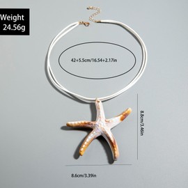 BYETOCE Trendy Starfish Charm Necklace White Large Starfish Pendant Necklace Natural Textured Conch Choker Y2K Summer Beach Jewellery Dainty Boho Seashell Chain for Women Vacation