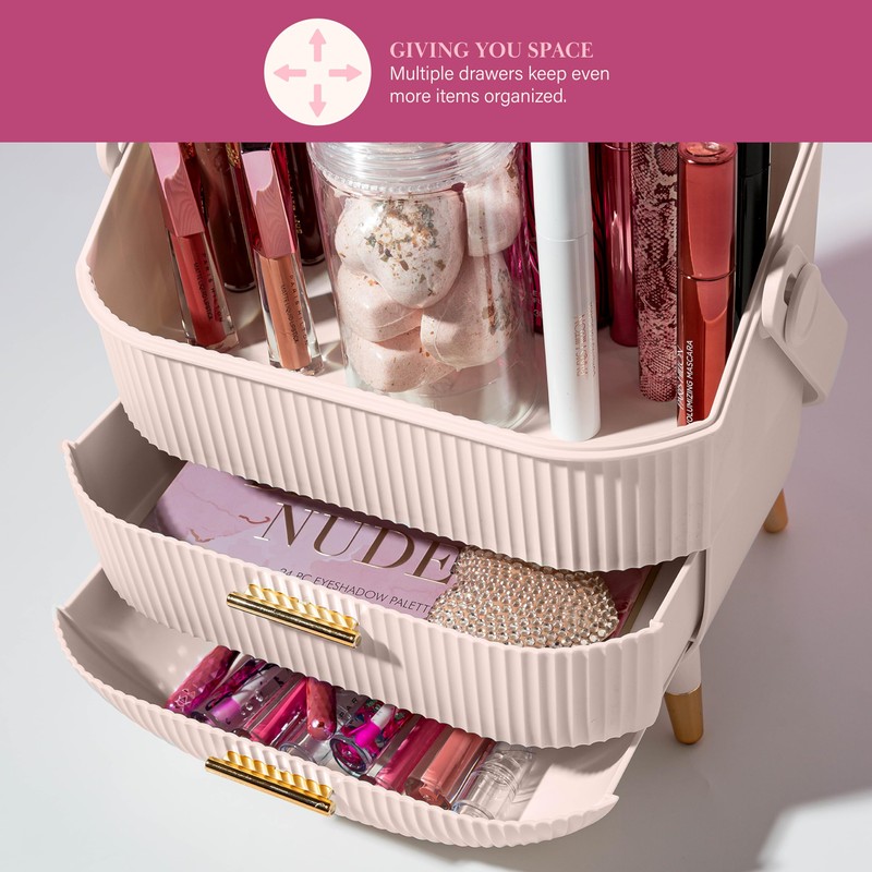 Paris Hilton Makeup Storage Organizer with Lid, Cosmetics and Skincare