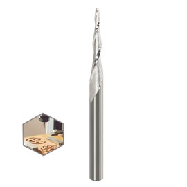 SICWOOD Tapered Ball Nose CNC Router Bit 1/4 Shank, R1/32 Angle, 5/64" Dia, 1-1/4" Height, Carbide Spiral CNC Router Bit 2D&3D End Mills, for Wood Carving/Engraving